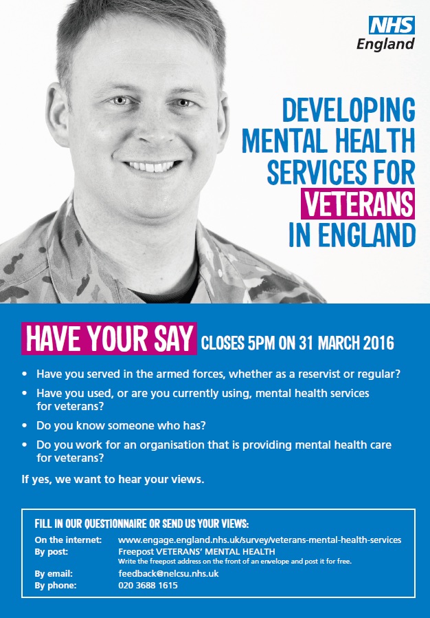 Help Shape Mental Health Services For Veterans - Healthwatch Surrey