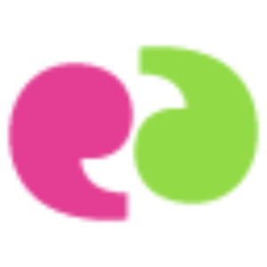 Icons of two speech marks, one in bright pink the other lime green.